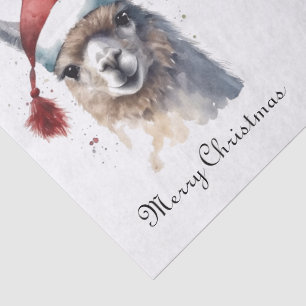 Weihnachts-Llama Wasserfarbe Santa Hut Benutzerdef Seidenpapier