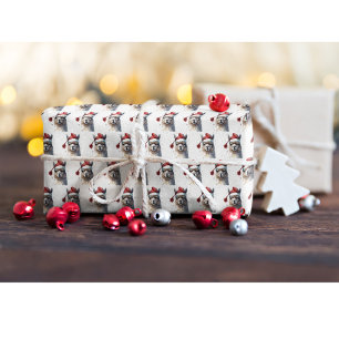 Weihnachts-Llama-Wasserfarben-Santa-Hut-Muster Geschenkpapier