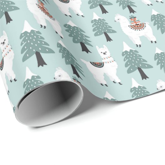 Weihnachts Llamas Wrapping Paper Geschenkpapier (Rolleneckpunkt)