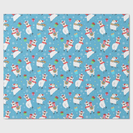Weihnachts Lllamas Wrapping Paper Geschenkpapier (Flach)