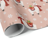Weihnachts Lllamas Wrapping Paper Geschenkpapier (Rolleneckpunkt)