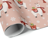 Weihnachts Lllamas Wrapping Paper Geschenkpapier (Rolleneckpunkt)