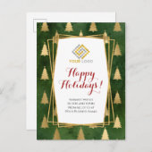 Weihnachts-Logo Green Gold Snowflakes Business Postkarte (Vorne/Hinten)