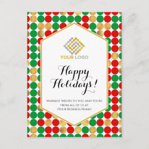 Weihnachts-Logo Red Gold Green Polka Dots Business Postkarte