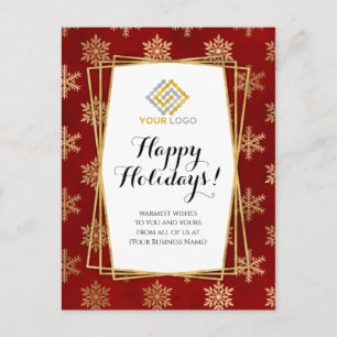 Weihnachts-Logo Red Gold Snowflakes Business Postkarte