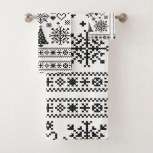 Weihnachts-Lover-Muster Sampler-Design Badhandtuch Set
