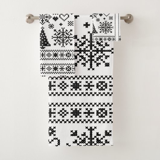 Weihnachts-Lover-Muster Sampler-Design Badhandtuch Set (Insitu)