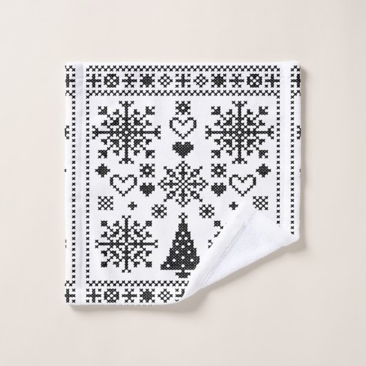 Weihnachts-Lover-Muster Sampler-Design Badhandtuch Set (Waschlappen)