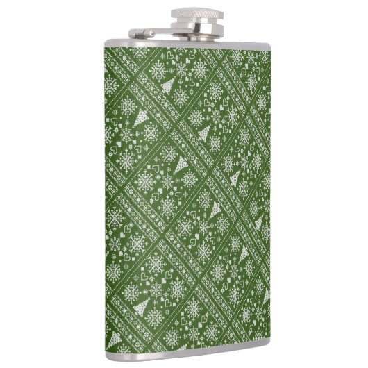 Weihnachts-Lover-Muster Sampler-Design Flachmann (Rechts)