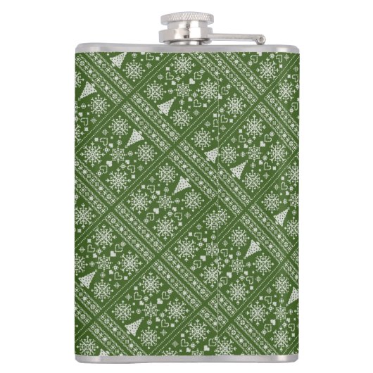 Weihnachts-Lover-Muster Sampler-Design Flachmann (Rückseite)