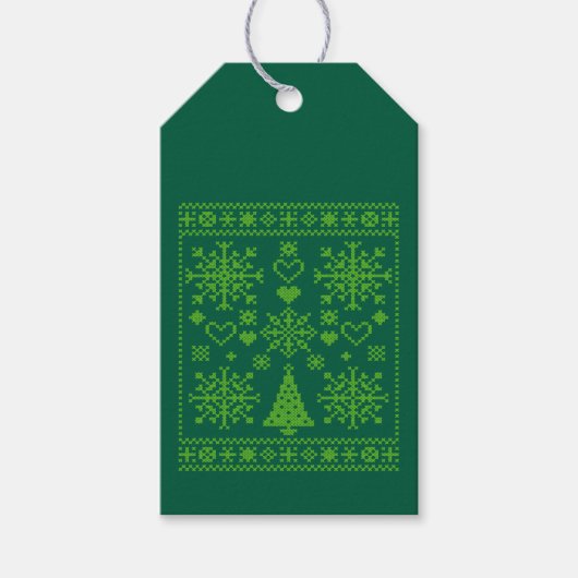 Weihnachts-Lover-Muster Sampler-Design Geschenkanhänger (Vorderseite)