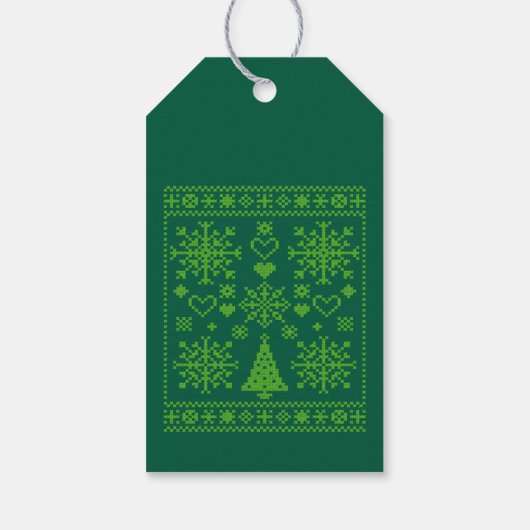 Weihnachts-Lover-Muster Sampler-Design Geschenkanhänger (Rückseite)
