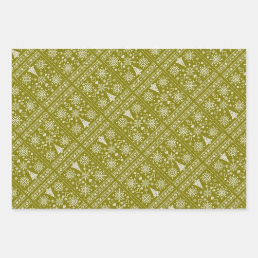 Weihnachts-Lover-Muster Sampler-Design Geschenkpapier Set (Vorderseite 3)