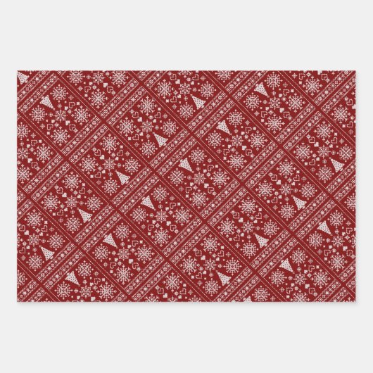 Weihnachts-Lover-Muster Sampler-Design Geschenkpapier Set (Vorderseite 2)