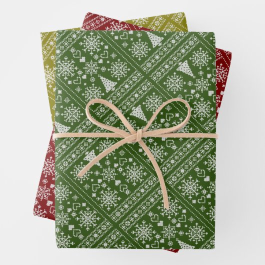 Weihnachts-Lover-Muster Sampler-Design Geschenkpapier Set (Beispiel)