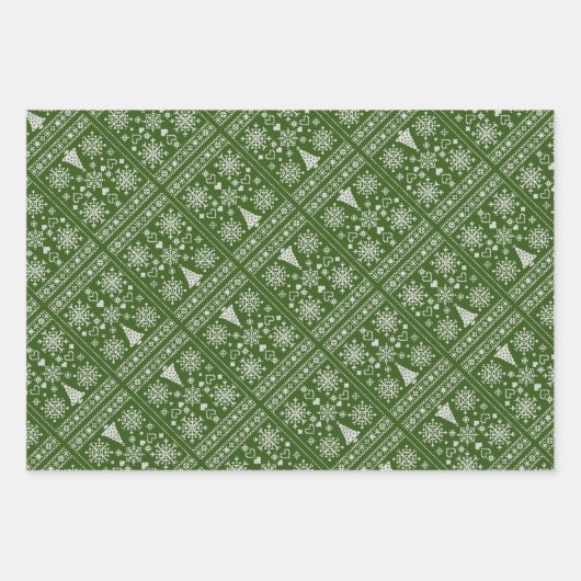 Weihnachts-Lover-Muster Sampler-Design Geschenkpapier Set (Vorderseite)