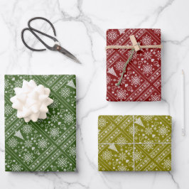 Weihnachts-Lover-Muster Sampler-Design Geschenkpapier Set