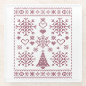Weihnachts-Lover-Muster Sampler-Design Glasuntersetzer (Vorderseite)
