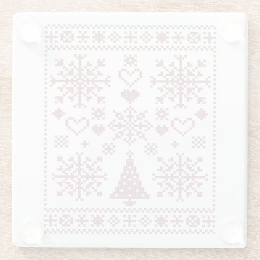 Weihnachts-Lover-Muster Sampler-Design Glasuntersetzer (Rückseite)