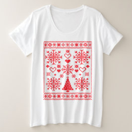 Weihnachts-Lover-Muster Sampler-Design Große Größe T-Shirt