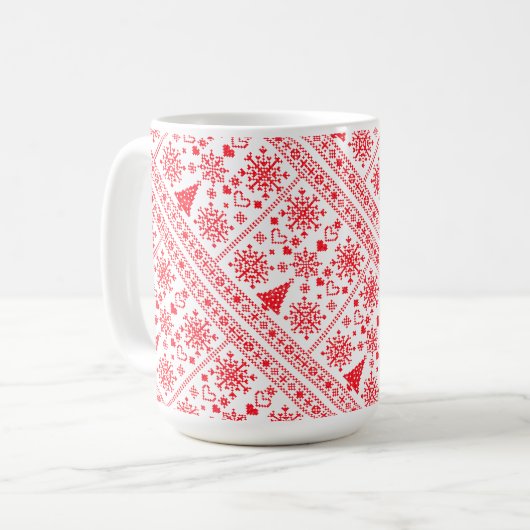 Weihnachts-Lover-Muster Sampler-Design Kaffeetasse (Vorderseite Links)