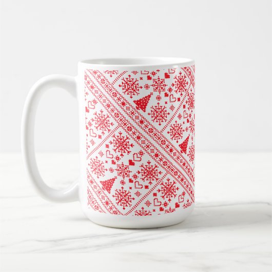Weihnachts-Lover-Muster Sampler-Design Kaffeetasse (Links)