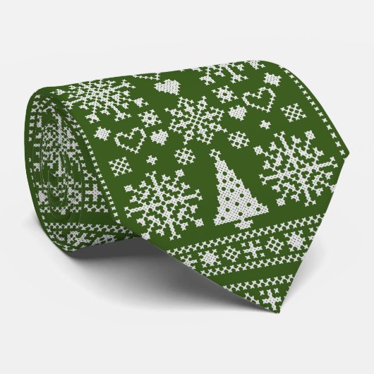 Weihnachts-Lover-Muster Sampler-Design Krawatte (Gerollt)