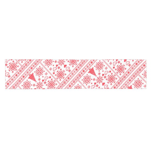 Weihnachts-Lover-Muster Sampler-Design Kurzer Tischläufer (Horizontal)