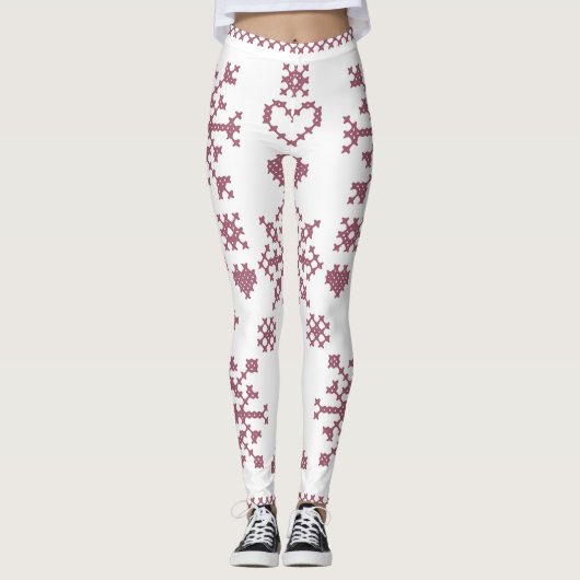 Weihnachts-Lover-Muster Sampler-Design Leggings (Vorderseite)