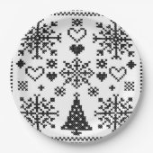Weihnachts-Lover-Muster Sampler-Design Pappteller (Vorderseite)