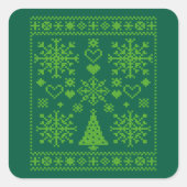 Weihnachts-Lover-Muster Sampler-Design Quadratischer Aufkleber (Vorderseite)