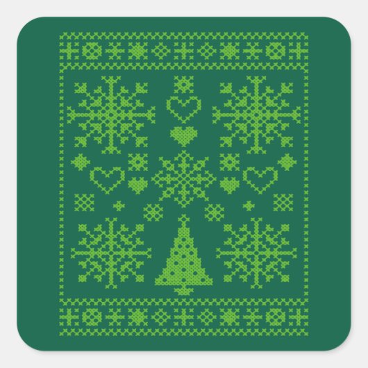 Weihnachts-Lover-Muster Sampler-Design Quadratischer Aufkleber (Vorderseite)