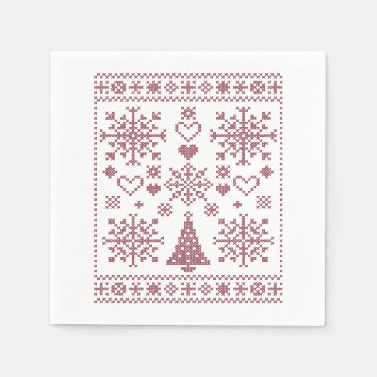 Weihnachts-Lover-Muster Sampler-Design Serviette (Vorderseite)