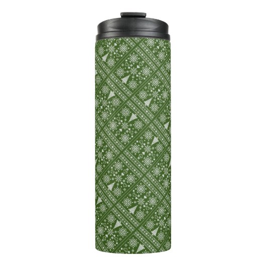 Weihnachts-Lover-Muster Sampler-Design Thermosbecher (Vorderseite)