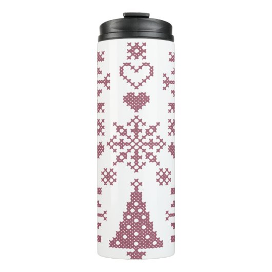Weihnachts-Lover-Muster Sampler-Design Thermosbecher (Vorderseite)