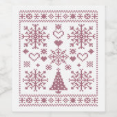 Weihnachts-Lover-Muster Sampler-Design Weinetikett (Einzelnes Label)