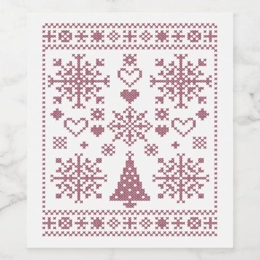 Weihnachts-Lover-Muster Sampler-Design Weinetikett (Einzelnes Label)