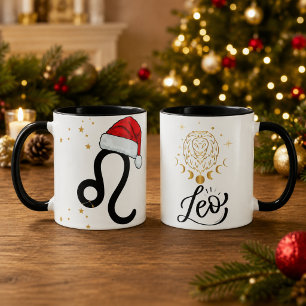 Weihnachts-Löwe-Sternzeichen-Santa-Hut Tasse