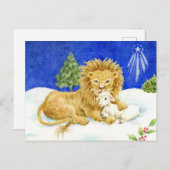 Weihnachts-Löwen und Lamm-Friedenskarten Postkarte (Vorne/Hinten)