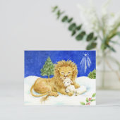 Weihnachts-Löwen und Lamm-Friedenskarten Postkarte (Stehend Vorderseite)