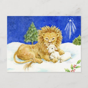 Weihnachts-Löwen und Lamm-Friedenskarten Postkarte