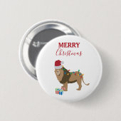 Weihnachts-Löwentier mit Weihnachtsmannmütze Button (Vorne & Hinten)