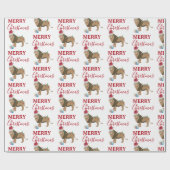 Weihnachts-Löwentier mit Weihnachtsmannmütze Geschenkpapier (Flach)