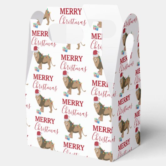 Weihnachts-Löwentier mit Weihnachtsmannmütze Geschenkschachtel (Geöffnet)