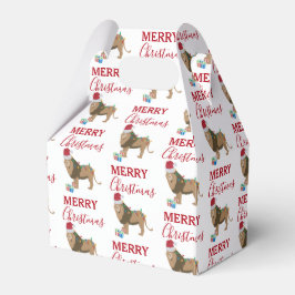 Weihnachts-Löwentier mit Weihnachtsmannmütze Geschenkschachtel