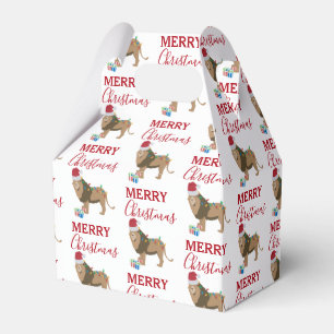 Weihnachts-Löwentier mit Weihnachtsmannmütze Geschenkschachtel
