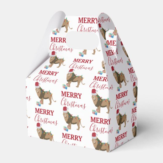 Weihnachts-Löwentier mit Weihnachtsmannmütze Geschenkschachtel (Vorderseite)