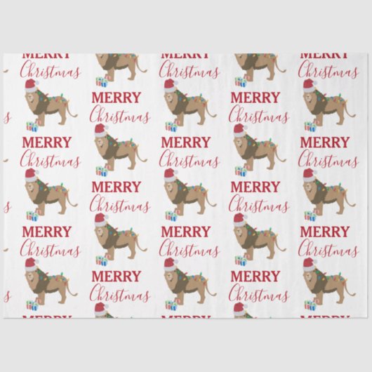 Weihnachts-Löwentier mit Weihnachtsmannmütze Seidenpapier (Vorderseite)
