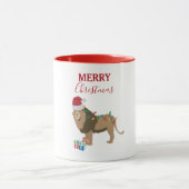 Weihnachts-Löwentier mit Weihnachtsmannmütze Tasse (Zentrum)