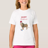 Weihnachts-Löwentiere mit Weihnachtsmannmütze T-Shirt (Vorderseite)